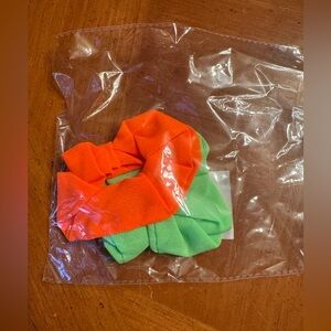 80’s Neon Scrunchies in orange and Green. Bag opened, items never been used